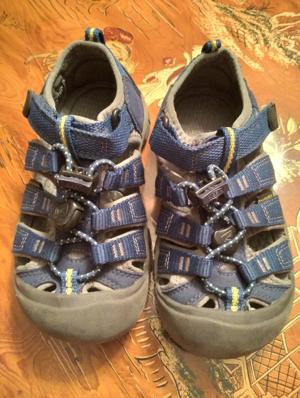 Kids Unisex  Keen Newport H2 Blue Waterproof Washable Easy-On Sandals Sz 11